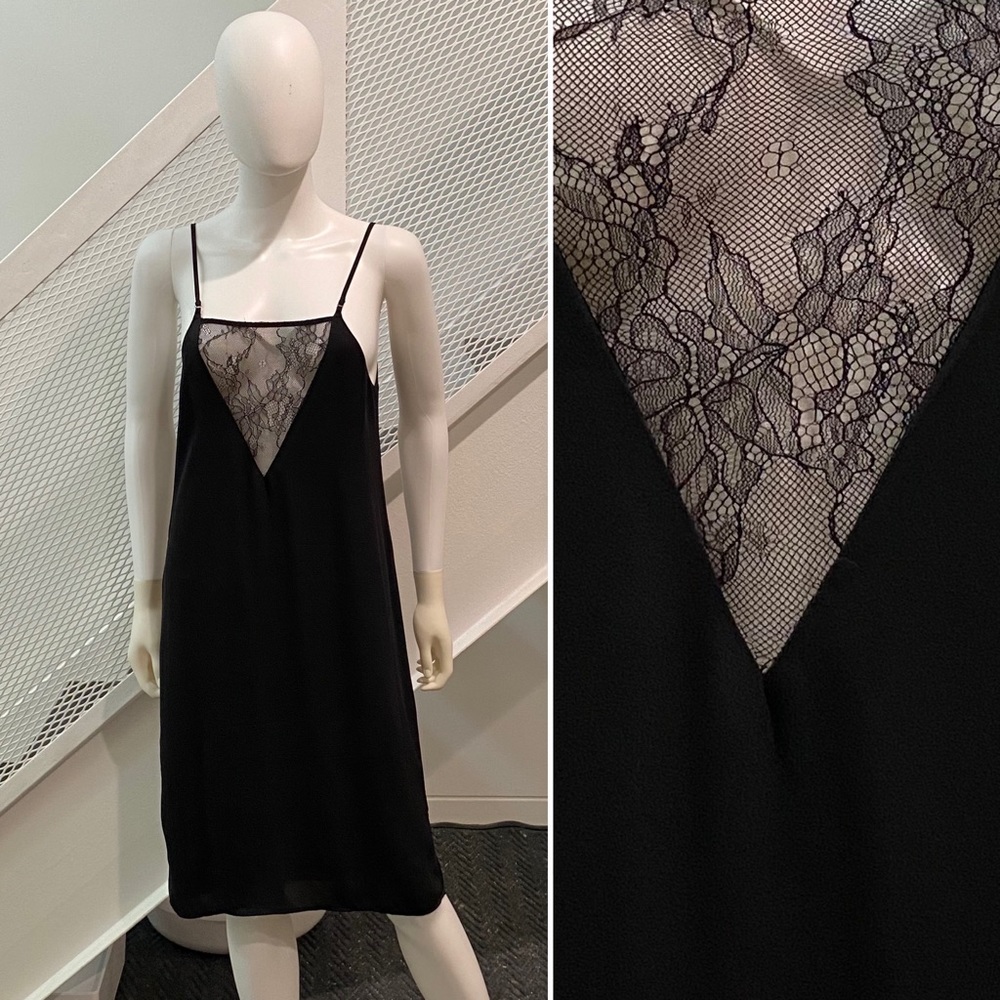 Vera Wang Black Chemise with Lace Detail